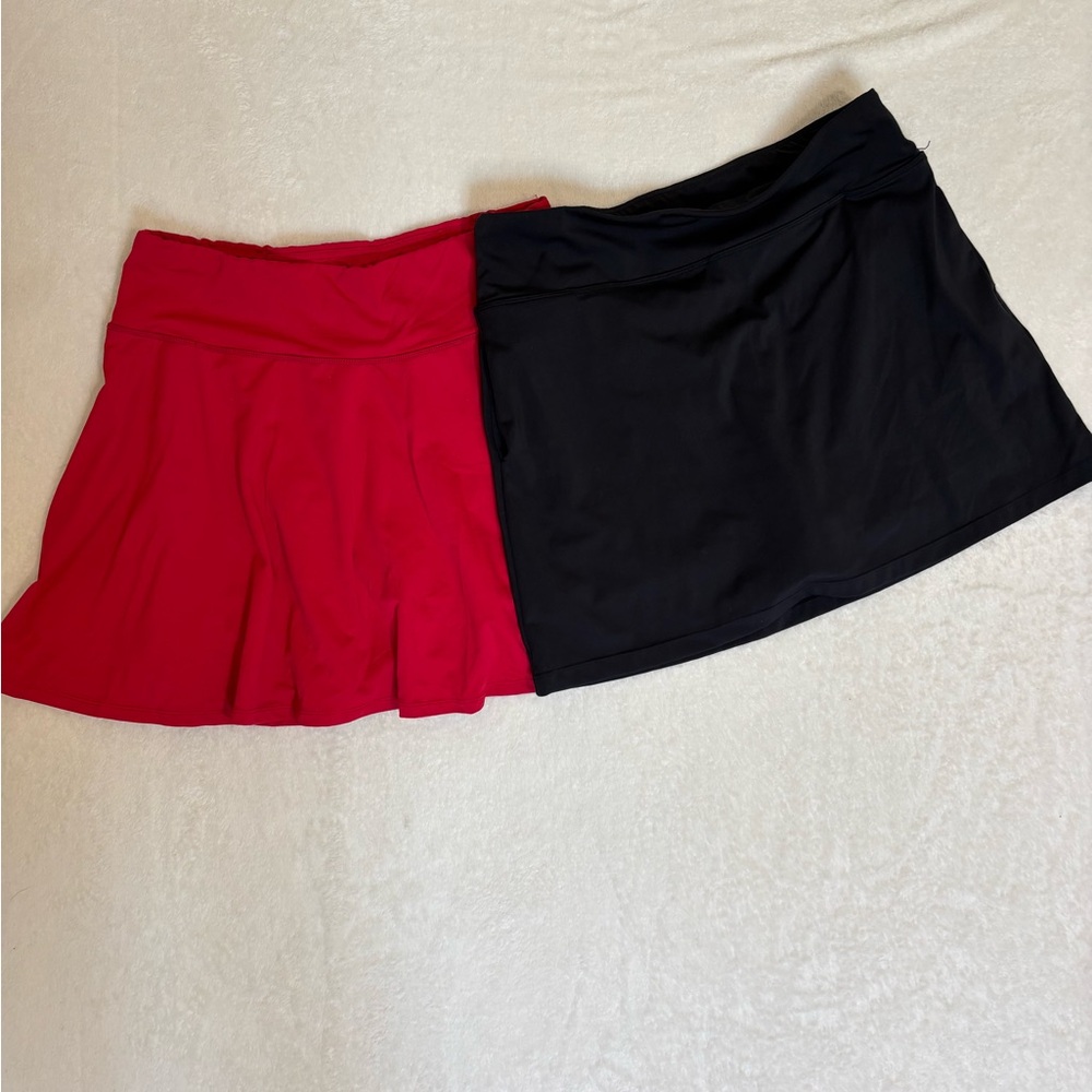 EUC Elegant Red and Black Mini Skorts Duo Pickleball Tennis Size XL